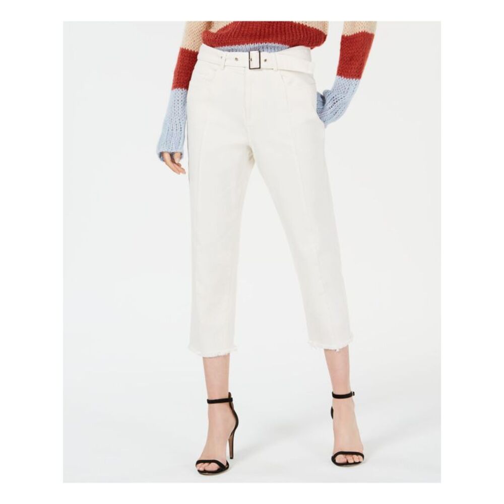 LINE + DOT Womens White Belted Skinny Jeans Size: M